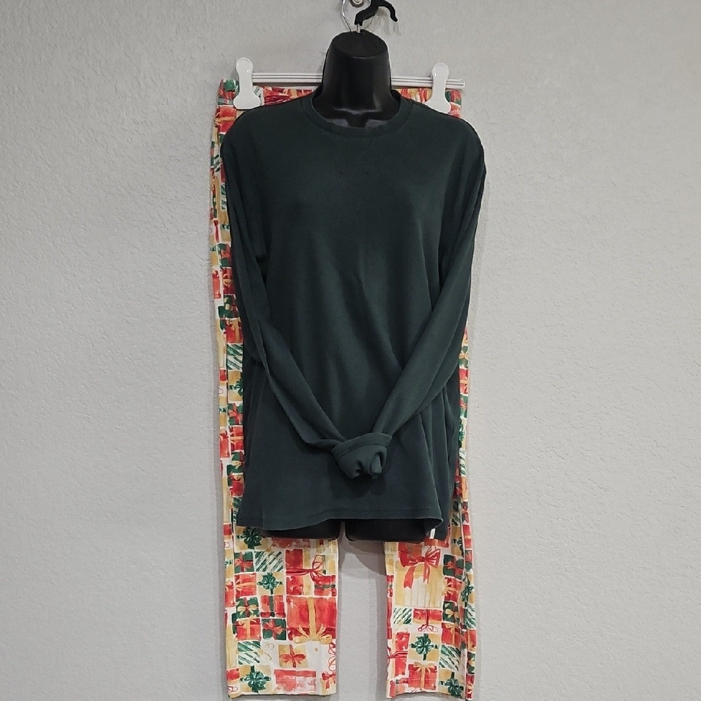 Burt's Bees Women's Forest Green Festive Gift Design Cotton Loungewear Pajama M